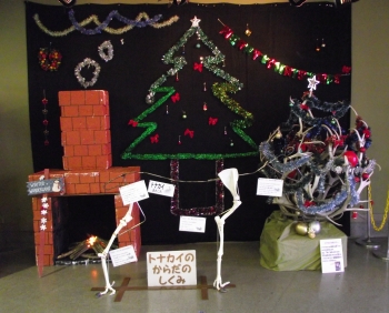 写真:クリスマスの装飾を施された展示館