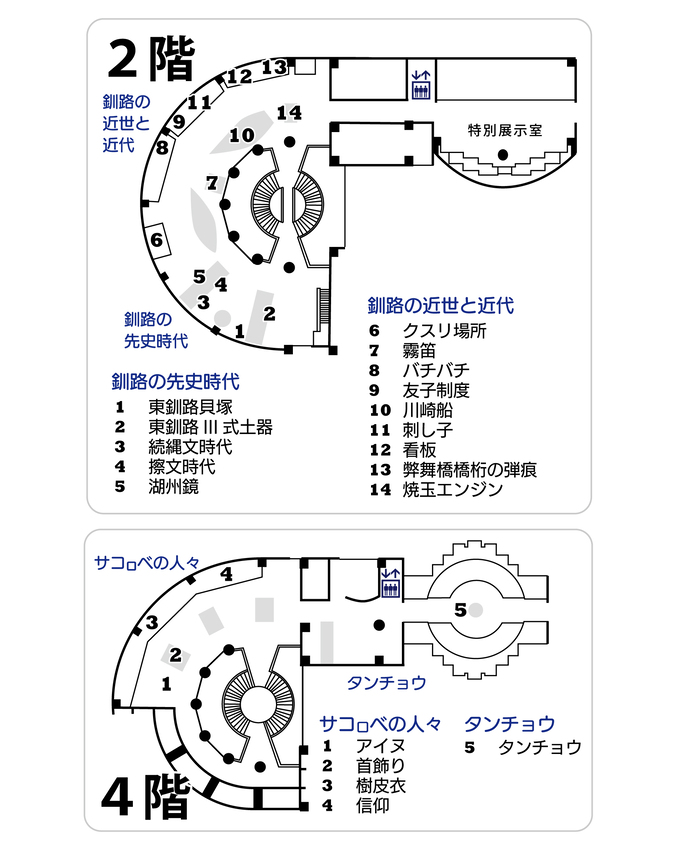 展示ガイド平面図2階4階