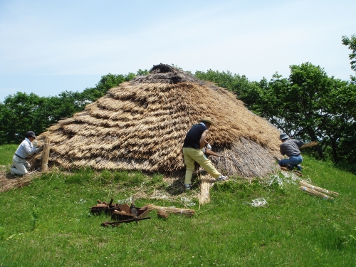 写真：屋根ふきの様子