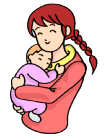 イラスト：抱っこされている0歳乳児