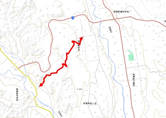 地図：大正道路通行止め区間