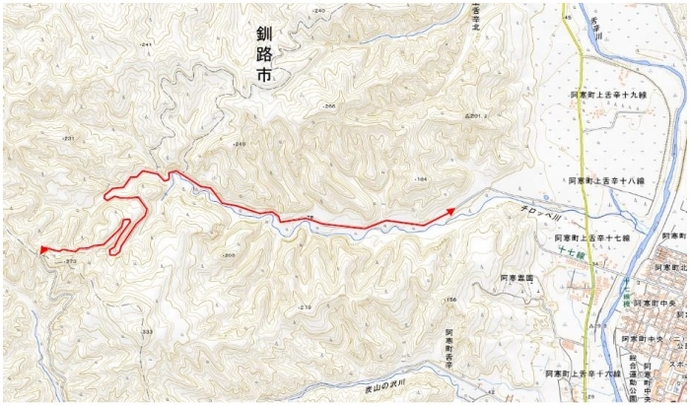 地図：上舌辛道路通行止め区間