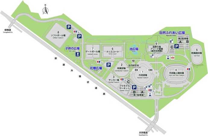 大規模運動公園内施設案内図