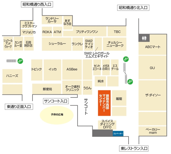 地図：イオンモール釧路　館内