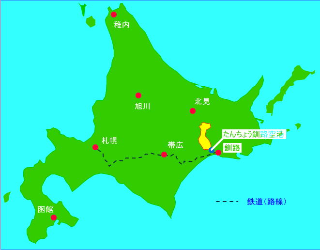 阿寒町地区のアクセス地図