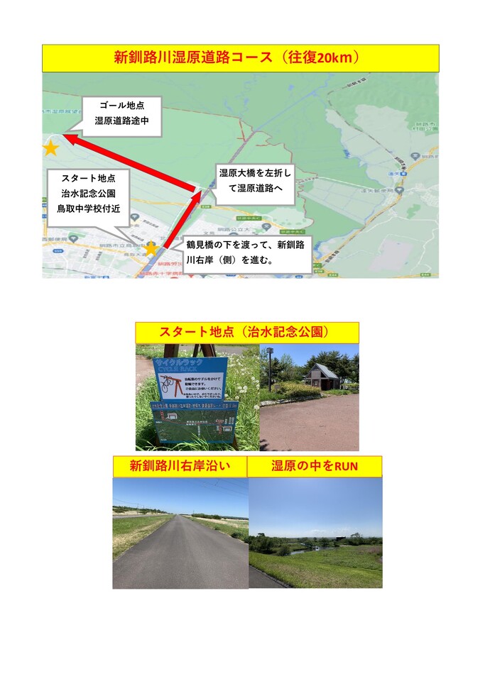 写真：新釧路川湿原道路コース（往復で20km）
