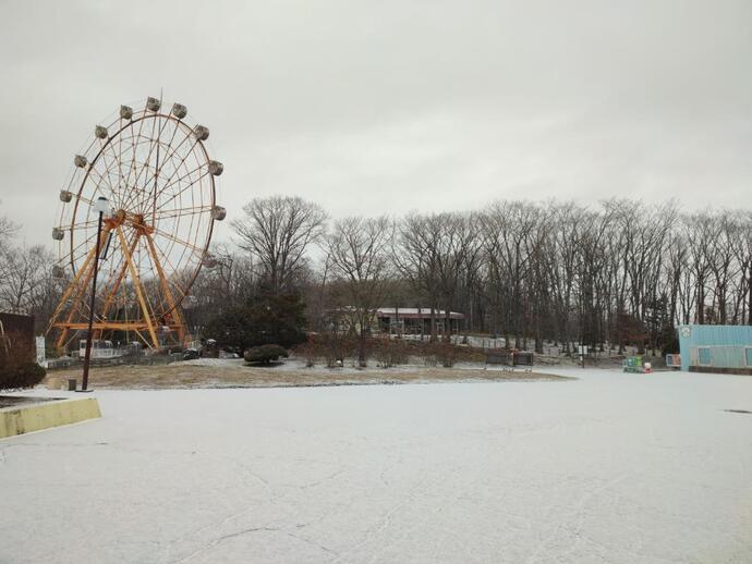 積雪に覆われた園内の写真