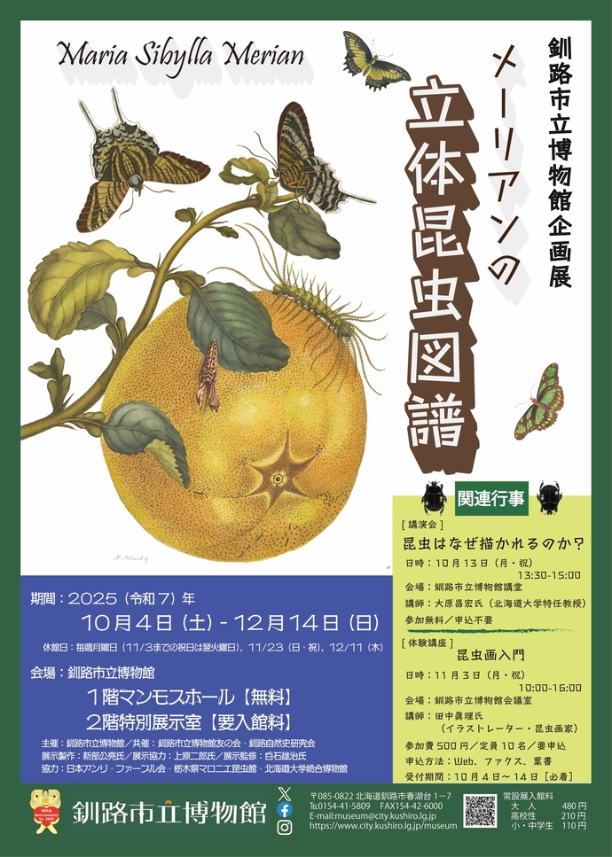 釧路市立博物館企画展「メーリアンの立体昆虫図譜」