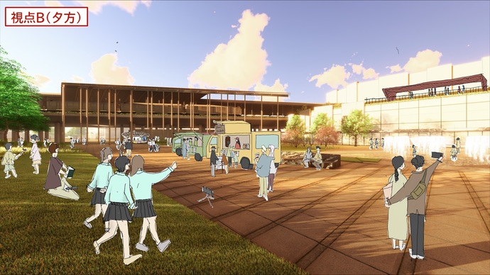 視点B（夕方）でのアイレベルスケッチ1