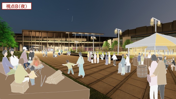 視点B（夜）でのアイレベルスケッチ1