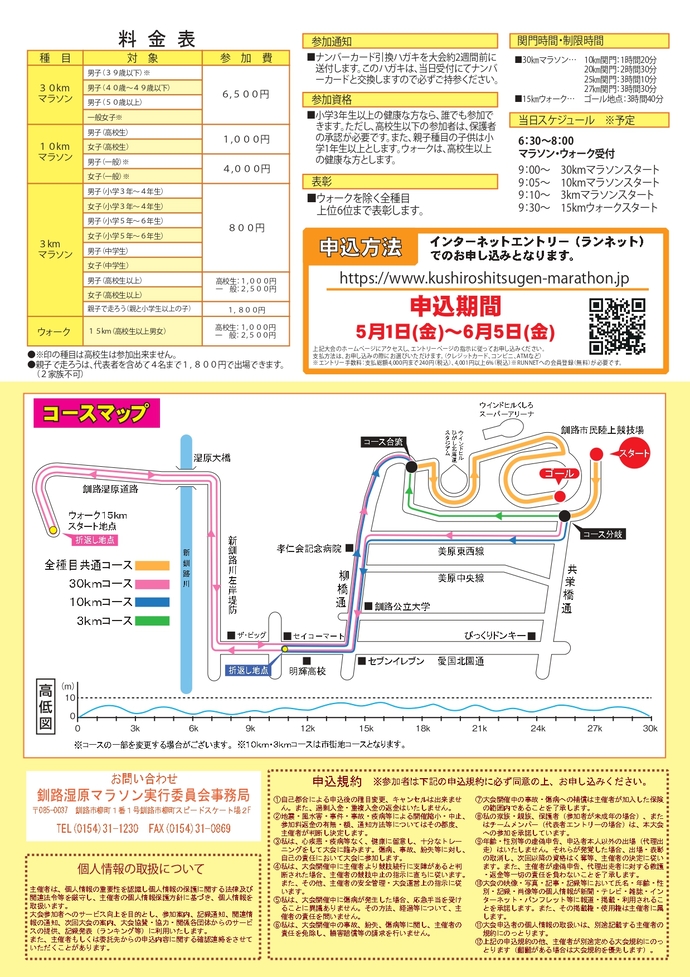 写真：第54回釧路湿原マラソン大会ポスター裏面